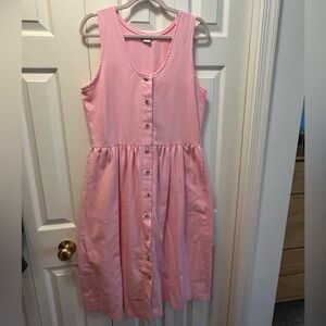 Vintage Pink Button Down Midi Dress
